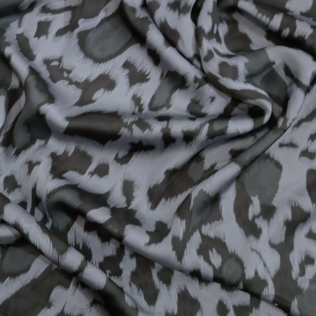 Black And White Leopard Print On Korean Satin S23-KSPS17