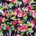 Black Base Floral Print On Korean Satin S23 KSPS20