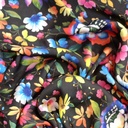 Floral Black Base Print On Korean Satin S24 KSPS24