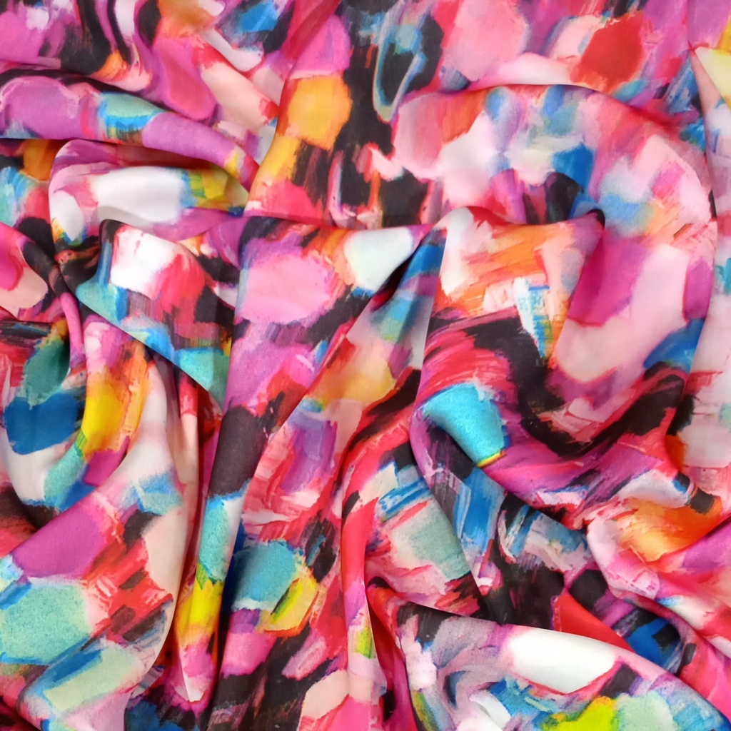Brush Art Print On Korean Satin S23-KSPS70