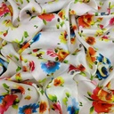 Multi Colour Floral Art Print On Korean Satin S2 KSPS75