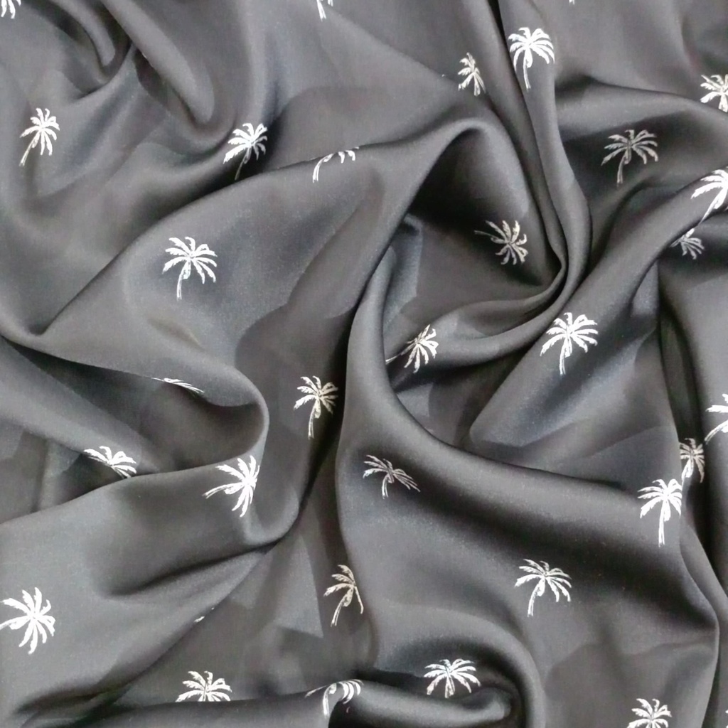 Palm Tree Print On Korean Satin S23-KSPS83