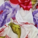Red & White Rose Print On Korean Satin S23-KSPS96