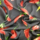 Red Rose Print On Korean Satin S23 KSPS98
