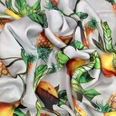 Grey Base Pineapple Print On Korean Satin S24 KSPS101