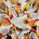 White Base Pineapple Print On Korean Satin S24 KSPS125