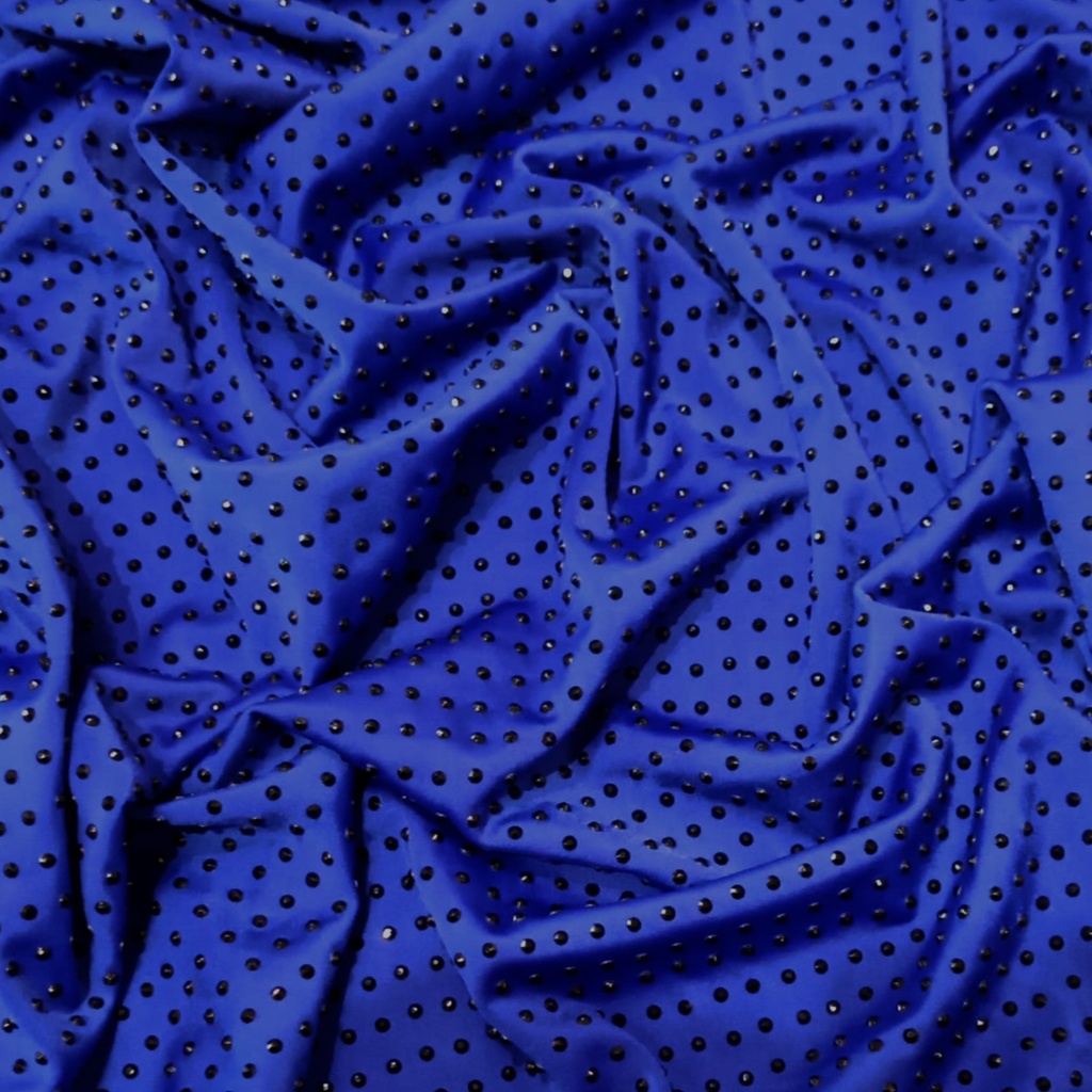 Blue Black Rhinestone Fabric