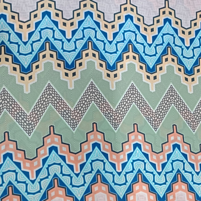 Zig Zak Artwork Print On Royal Georgette SS22L RGPL13