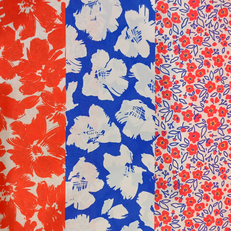 Red Floral Print On Print On Royal Georgette SS22L RGPL43