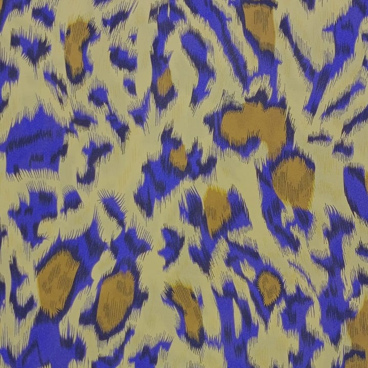 Blue & Yellow Leopard Print On Royal Georgette SS2N RGPB37
