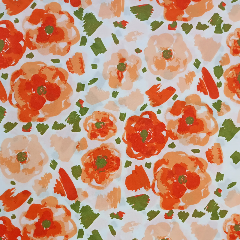 Red Flower White Base Print On Royal Georgette SS22N RGPB50