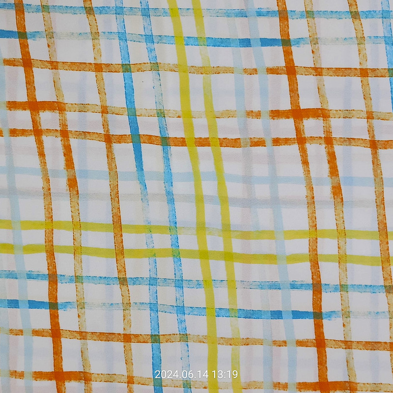 Rainbow Check Print On Royal Georgette SS2N RGPB108