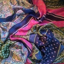 Blue & Green Pink Panel Print On korean Satin (SS24) KSPS45