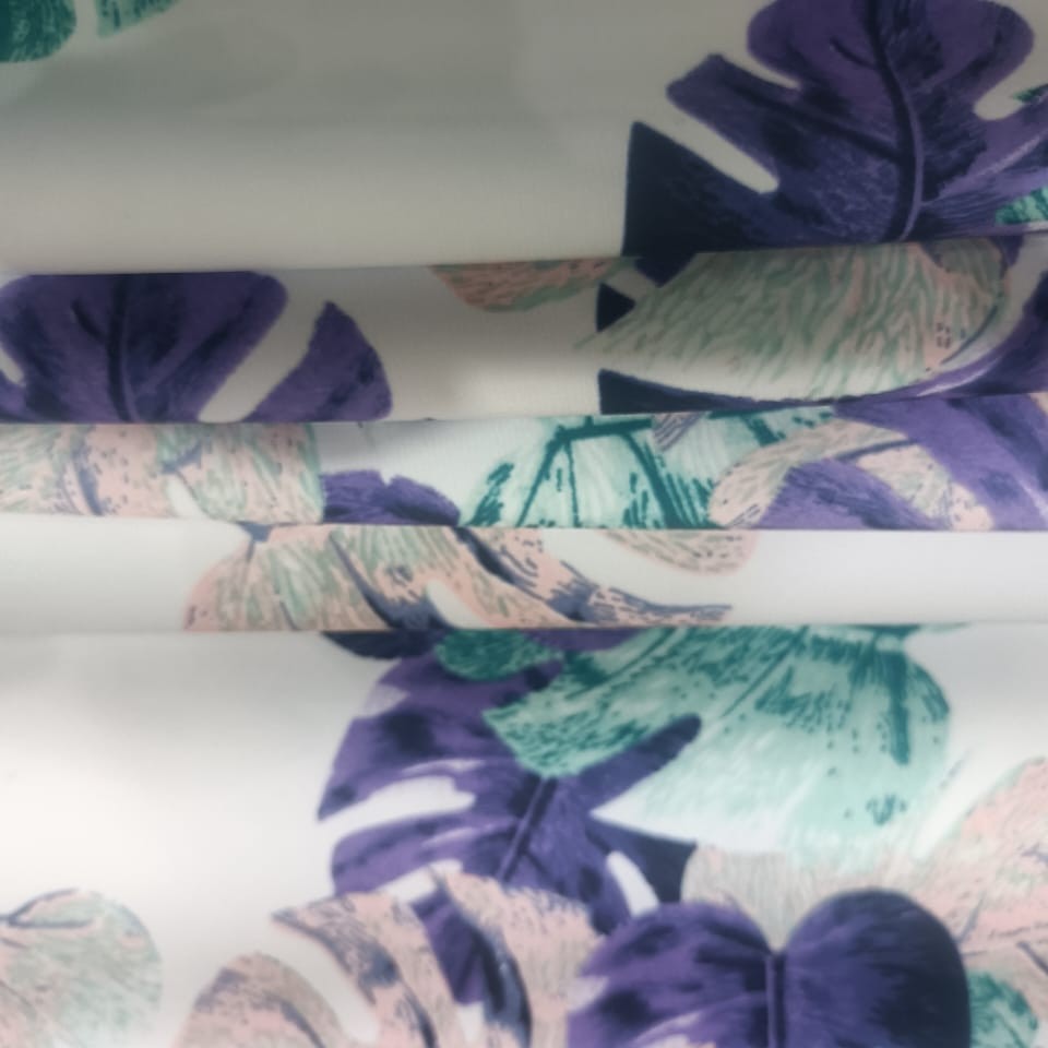 Tropical Vibes (Purple) Print On Banana Crepe S23 BCPS26
