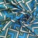 Blue Geometrical Box Print On Twill Satin (D#91C#3) TSPS38