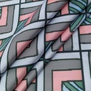 Red Geometrical Box Print On Twill Satin (D#91C#2) TSPS37