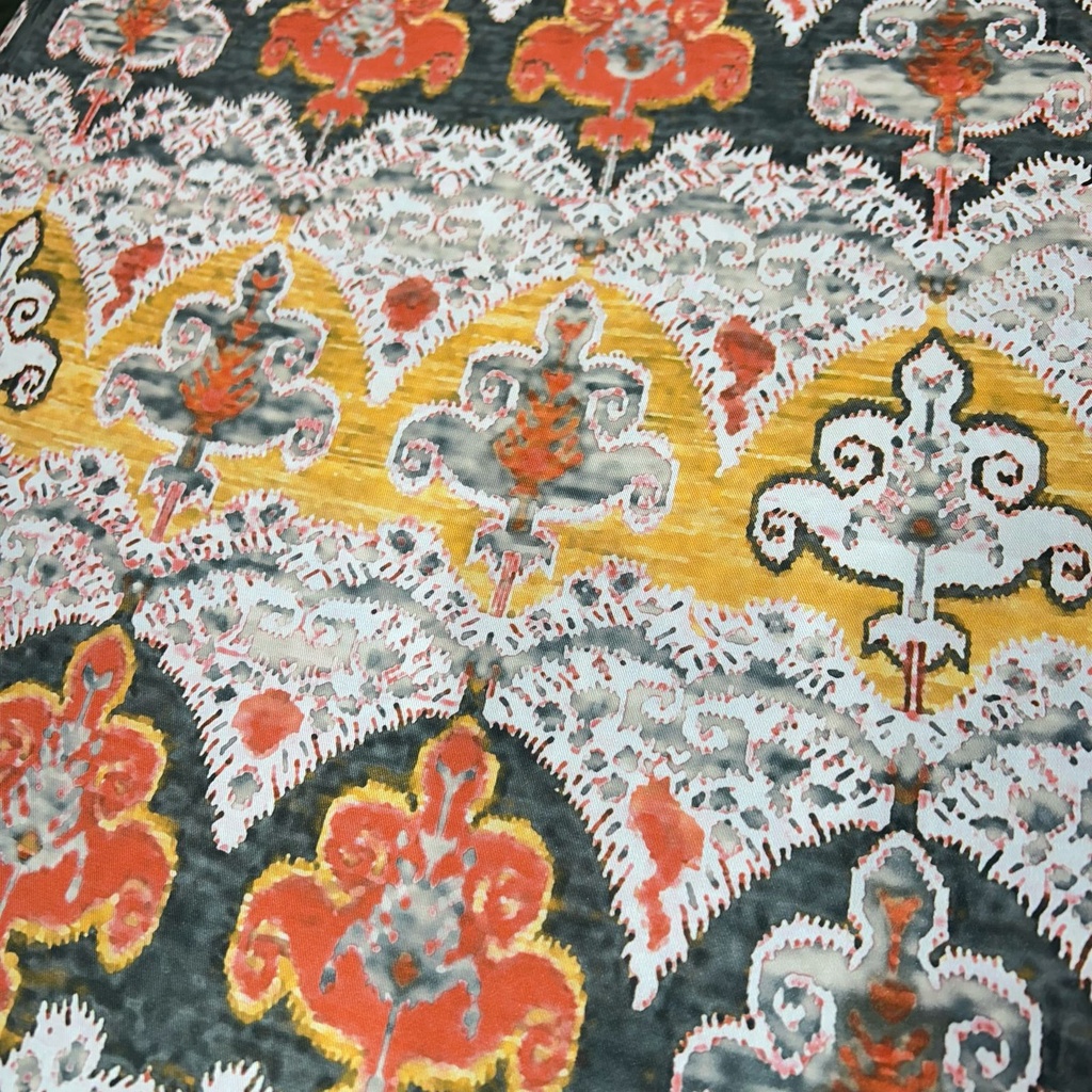 Silver Bohemian Print On Twill Satin (PA07C#3) TSPS46