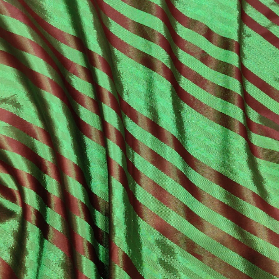 Red & Green Stripes On Poly Taffeta