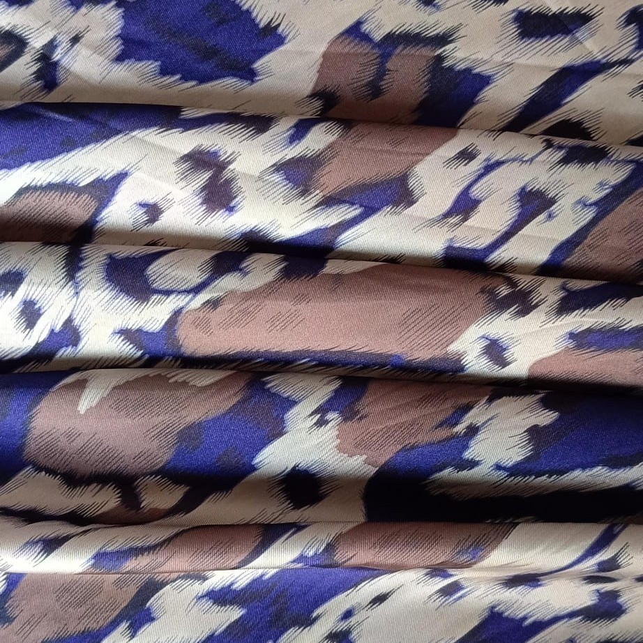 Brown & White Leopard Print On Twill Satin (D#89C#4) TSPS31