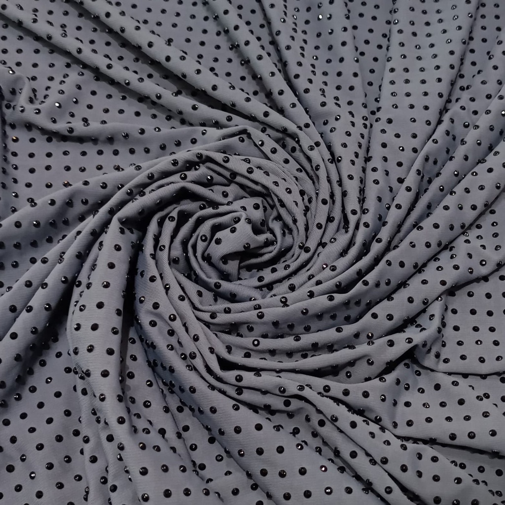 Black Grey Rhinestone Fabric