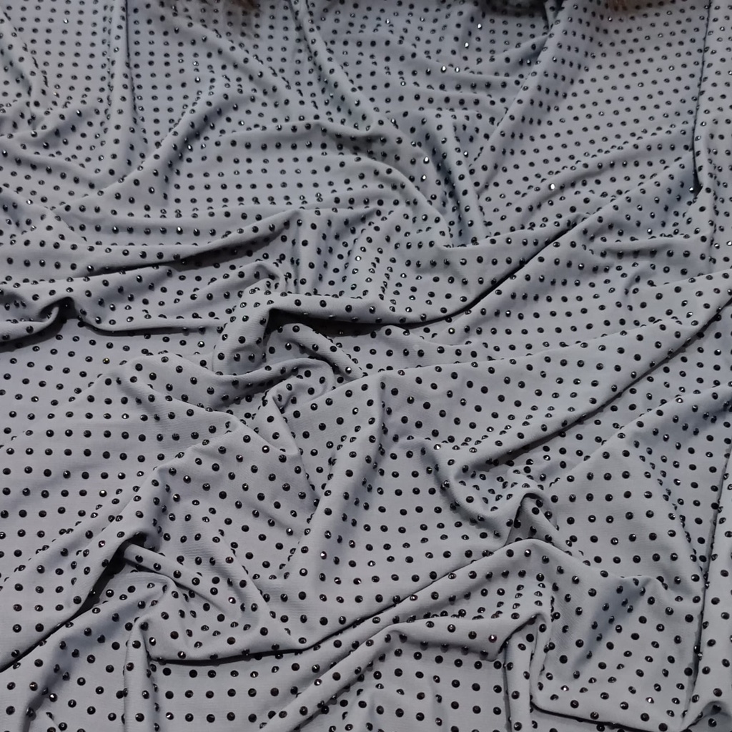 Black Grey Rhinestone Fabric