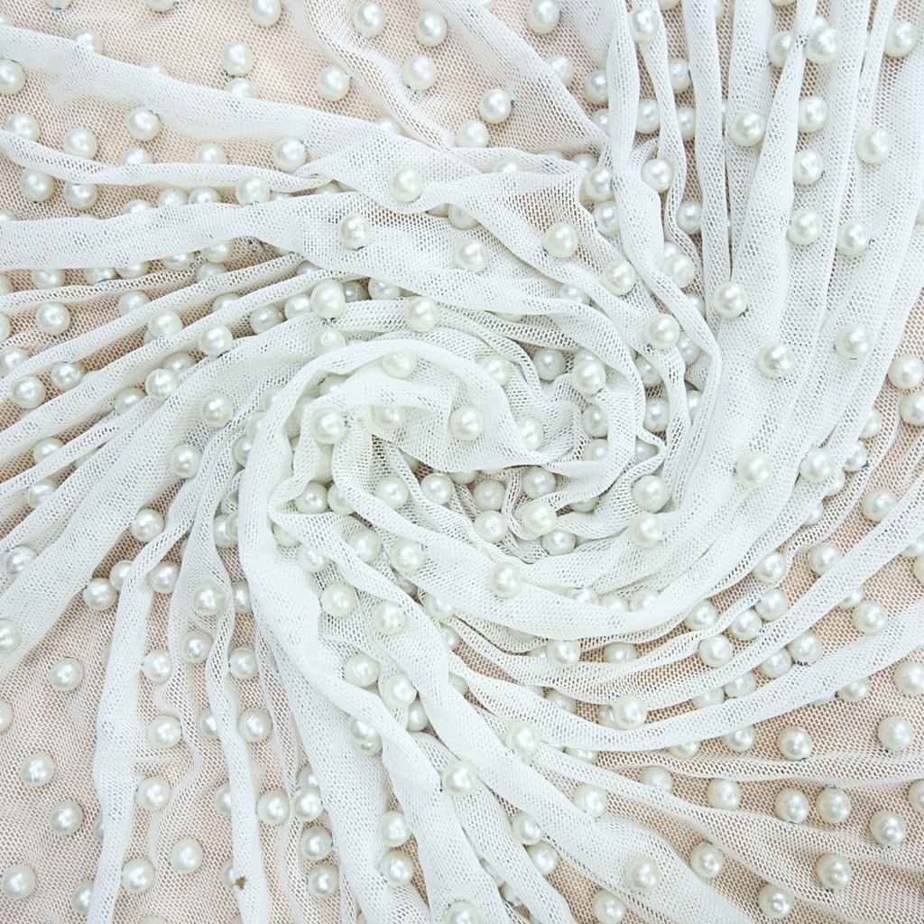 Pearls Studded Fabric AGT0490