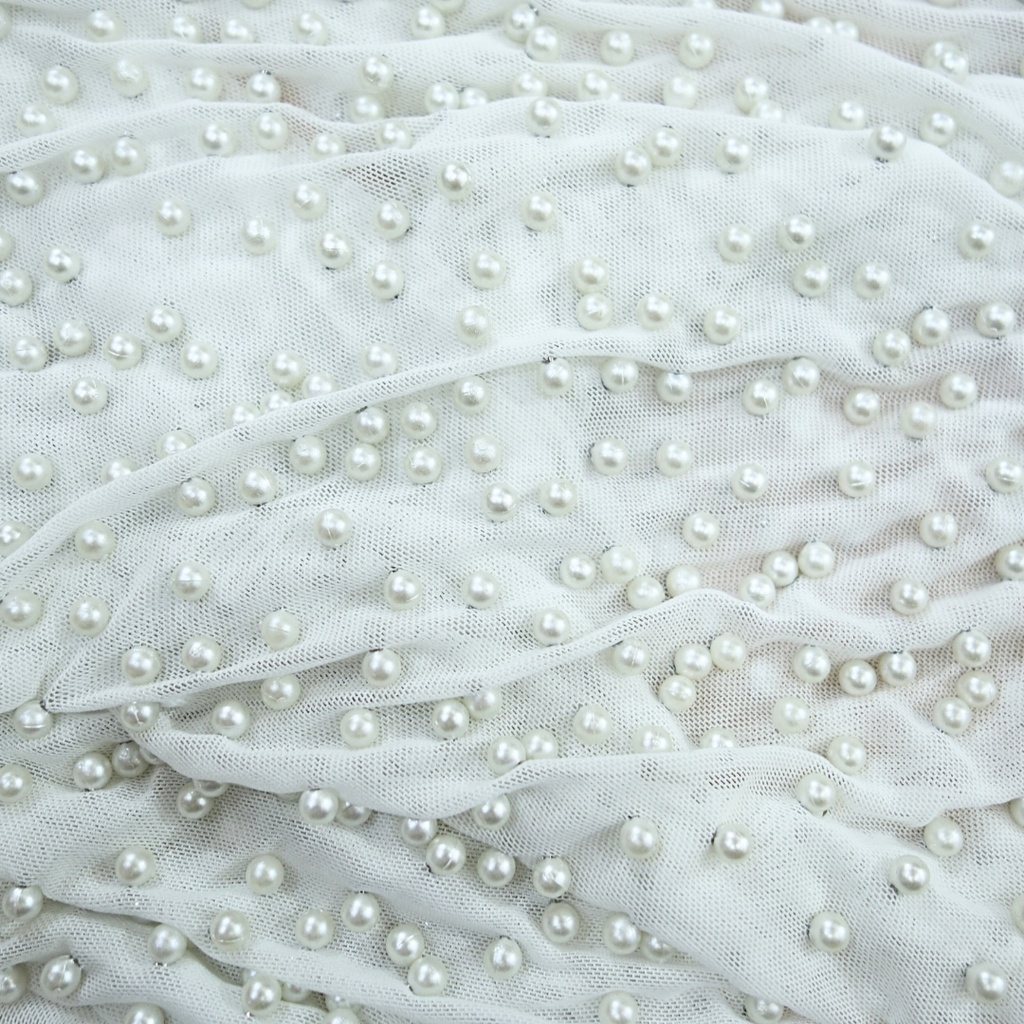 Pearls Studded Fabric AGT0490