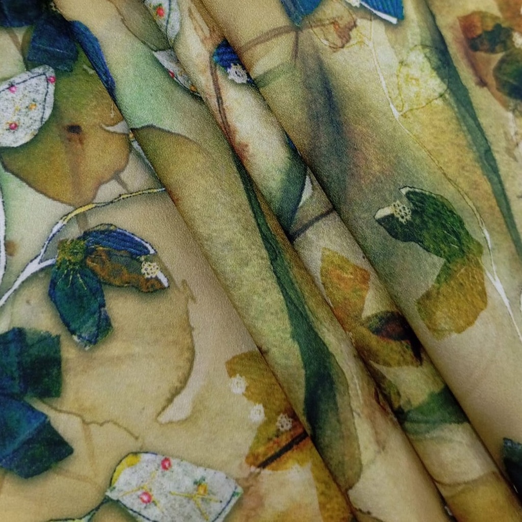 Chrome Satin Floral Print Fabric SS22N CSPB08