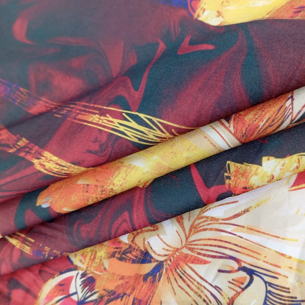 Chrome Satin Flower Print Fabric SS22N-CSPB07