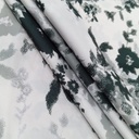 Chrome Satin White Base Black Flower Print Fabric SS22N CSPB01