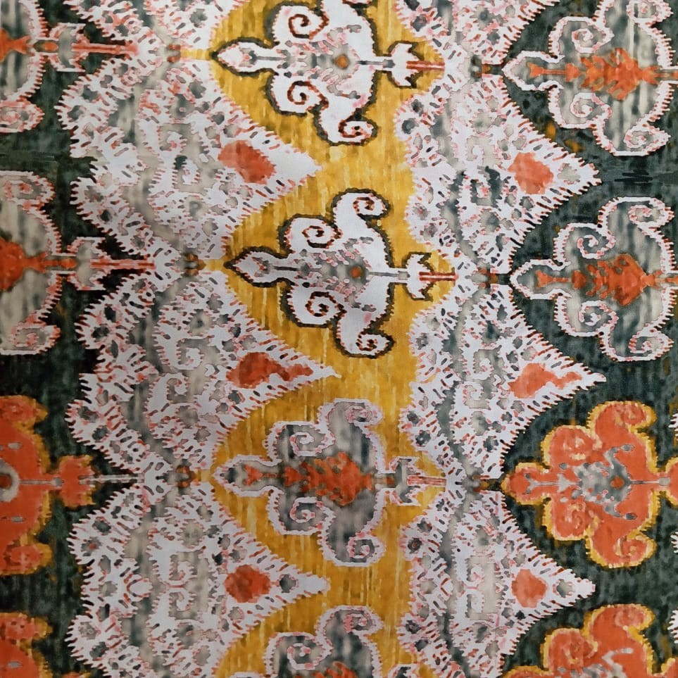Silver Bohemian Print On Twill Satin (PA07C#3) TSPS46