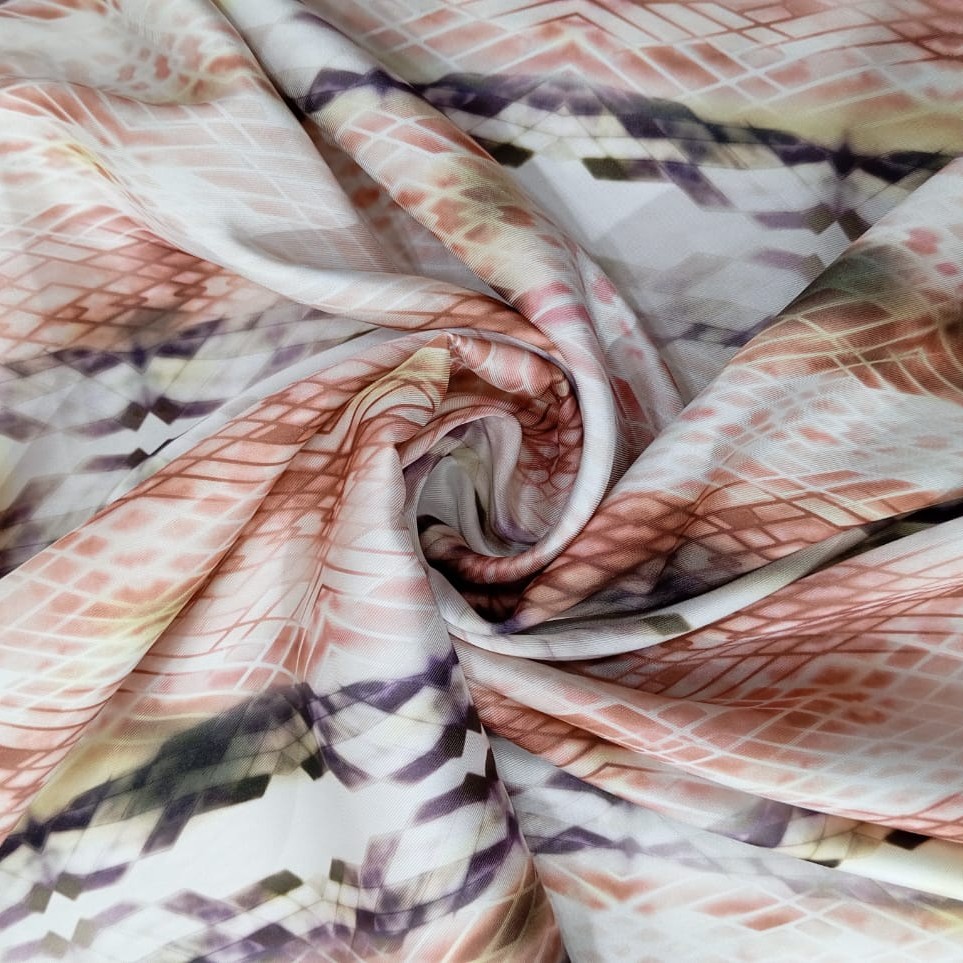 Red & White Colour Snake Skin Print On Twill Satin (PA03C#4) TSPS43