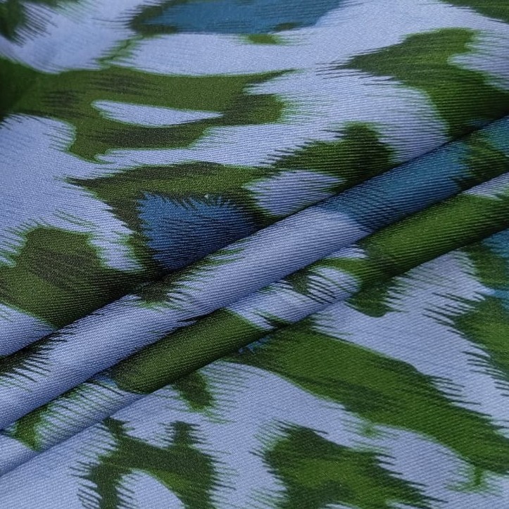 Green & White Leopard Print On Twill Satin (D#89C#1) TSPS30