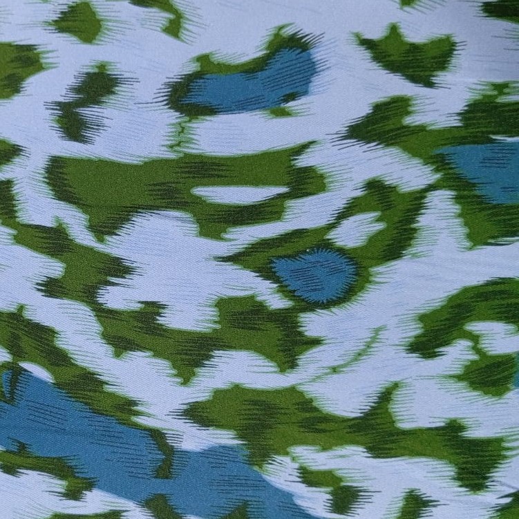 Green & White Leopard Print On Twill Satin (D#89C#1) TSPS30