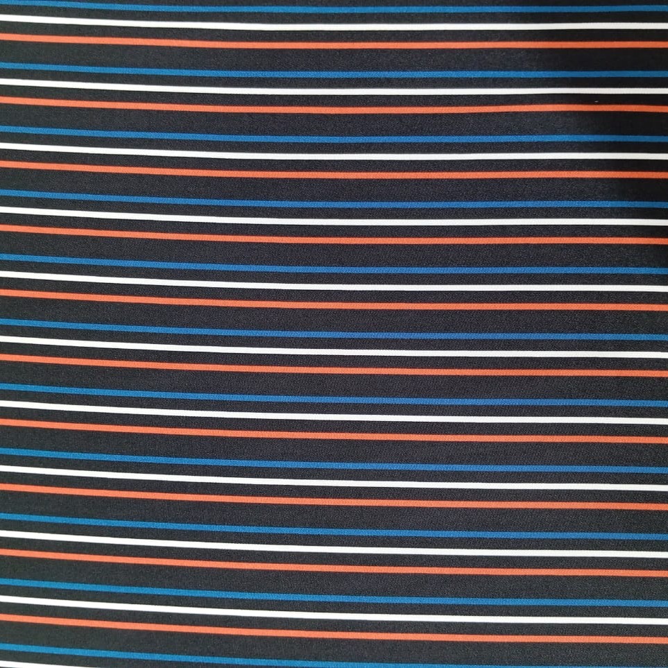 Black And Orange Stripes Print On Twill Satin (SS24) TSPS14