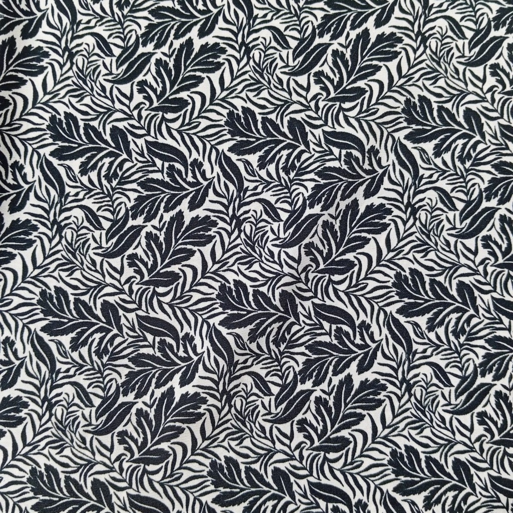 Black And White Tropical Vibes Print On Twill Satin (SS24) TSPS18