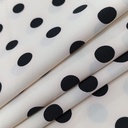 Polka Dot Print On Papaya Twill Fabric