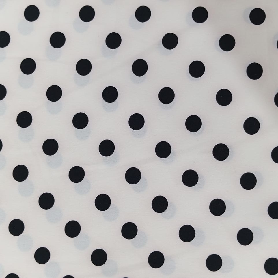 Polka Dot Print On Papaya Twill Fabric