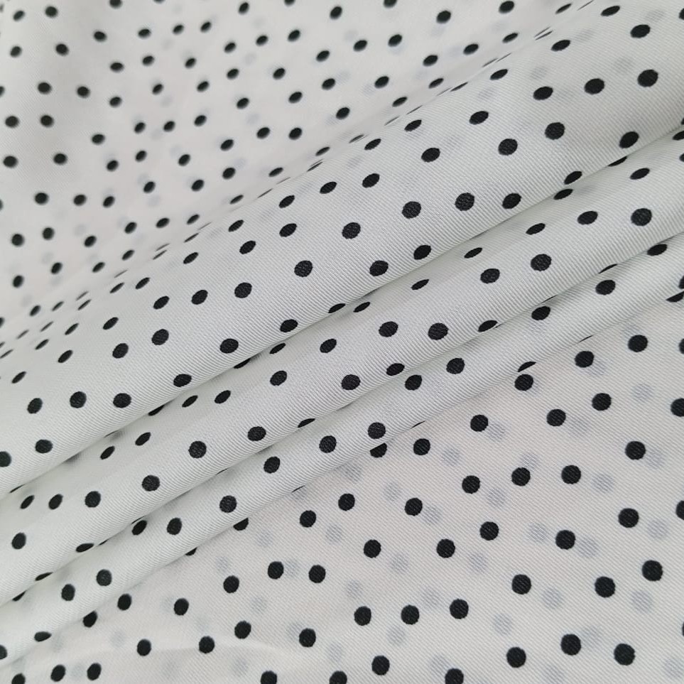 Classic (Black) Polka Dots Print On Twill Satin (SS24) TSPS20