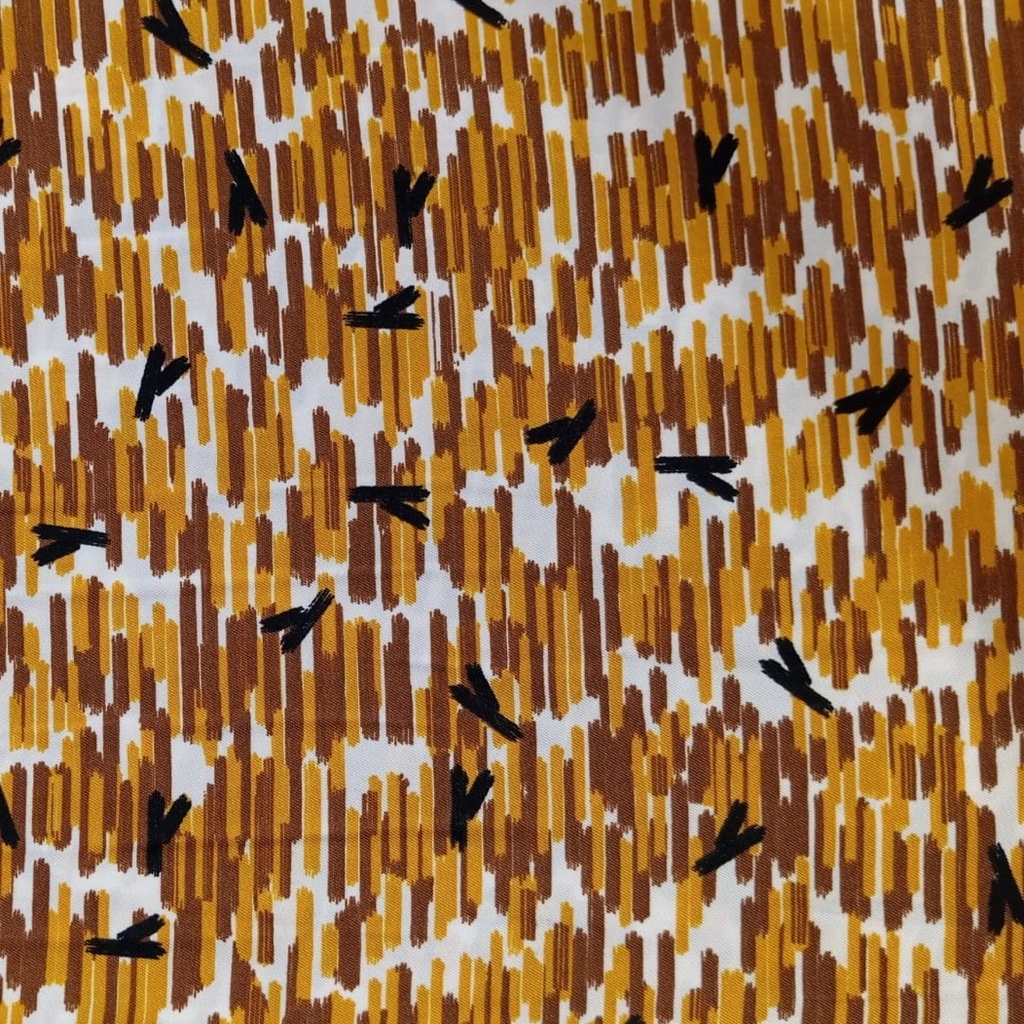 Abstract Yellow Print On Twill Satin (SS24) TSPS06