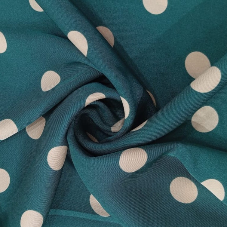 Polka Dots (Green) Print On Twill Satin (SS24) TSPS10