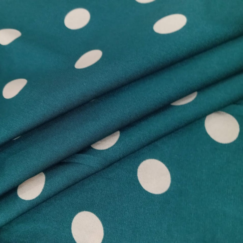 Polka Dots (Green) Print On Twill Satin (SS24) TSPS10