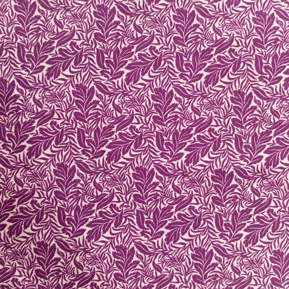 Marroon Leaf Print On Twill Satin (SS24) TSPS12
