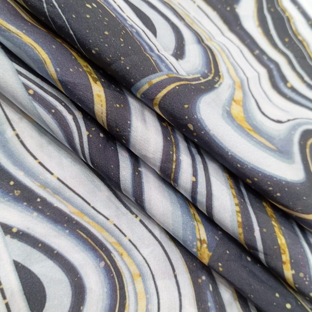 Black & White Marble Print On Korean Satin SS22A-KSPA08
