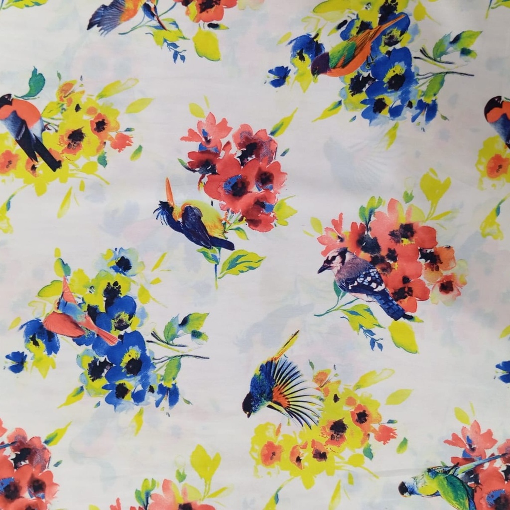 Multi Colour Flower Print On Habutai Satin S24 HSPS91