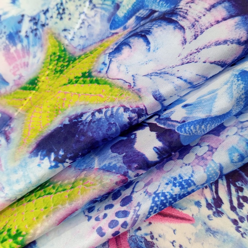 Star Fish Print On Habutai Satin S24 HSPS32