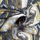 Golden Black & White Marble Print On Korean Satin SS22A KSPA11