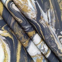 Golden Black & White Marble Print On Korean Satin SS22A KSPA11