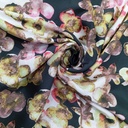 Pond Yellow Leaf Print On Korean Satin SS22N-KSPB34