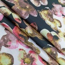 Pond Yellow Leaf Print On Korean Satin SS22N-KSPB34